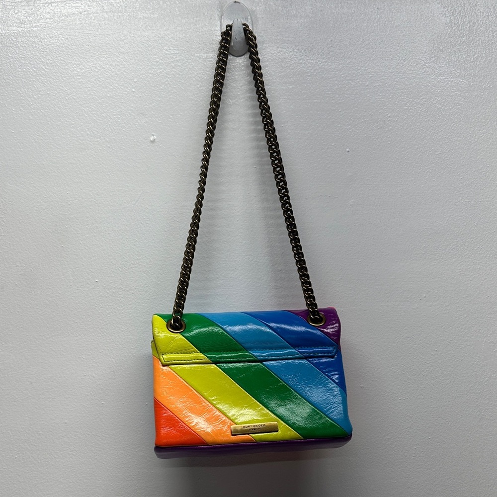 Kurt Geiger Mini Kensington Bag Purse Rainbow Striped Colorful Leather Crossbody - Picture 5 of 14